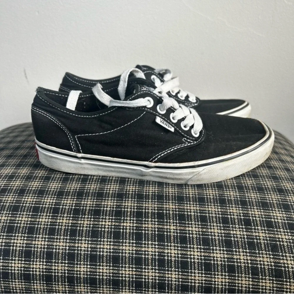 Vans Low Top Canvas Sneakers Black White Lace Up Skater Shoes Women US 7